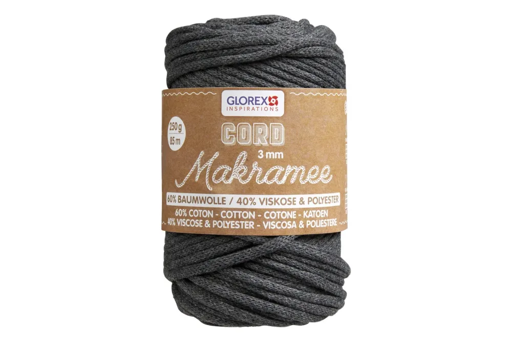 Glorex Makramee-Cord Anthrazit | 250 g | 3 mm