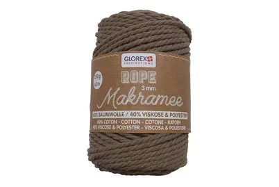 Glorex Makramee Rope Gedreht Hellbraun | 3 mm | 250 g
