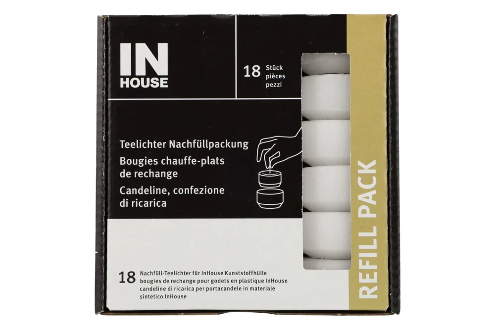 Inhouse Teelichter Nachfüllpack 6h 18 Stück