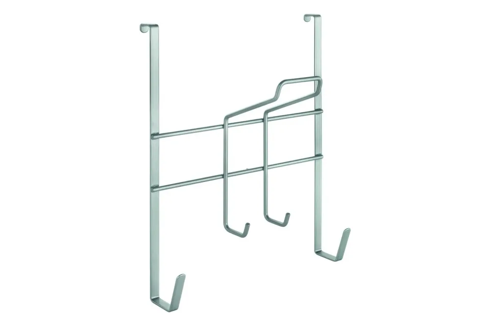 Metaltex Türregal Broomy für Besen und Putzmittel Silber | 46 × 30 × 12 cm