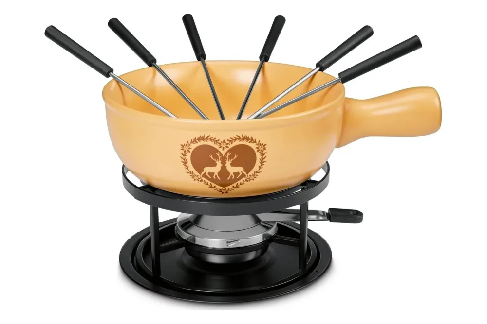 Käsefondue-Set Herz mit Hirsch 9-teilig