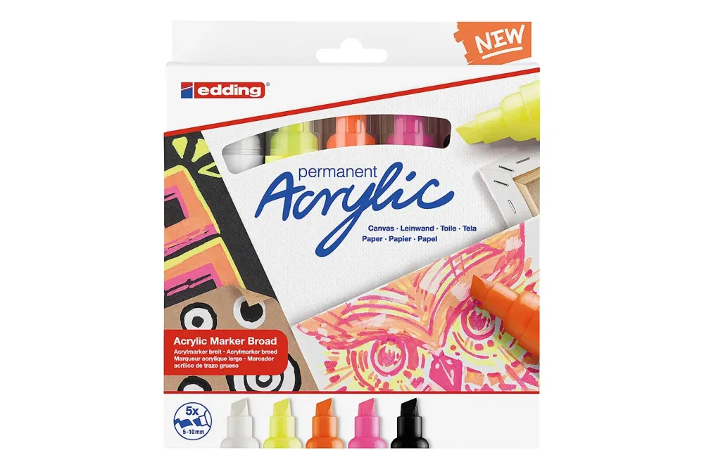 Edding Marker Acryl E-5000 Farbig sortiert 5 Stück