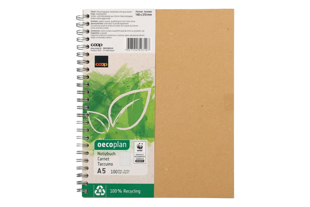 Oecoplan Notizbuch A5 100 Blatt 4mm kariert