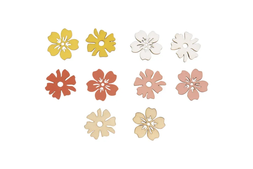 Rayher Holz Streuteile Blume mit Klebepunkt | 3.5 cm | 10 Stück