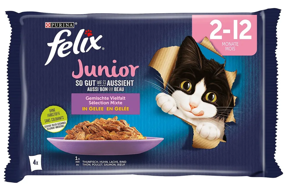 Felix Junior So gut wie Katzenfutter in Gelee assortiert 4x85g
