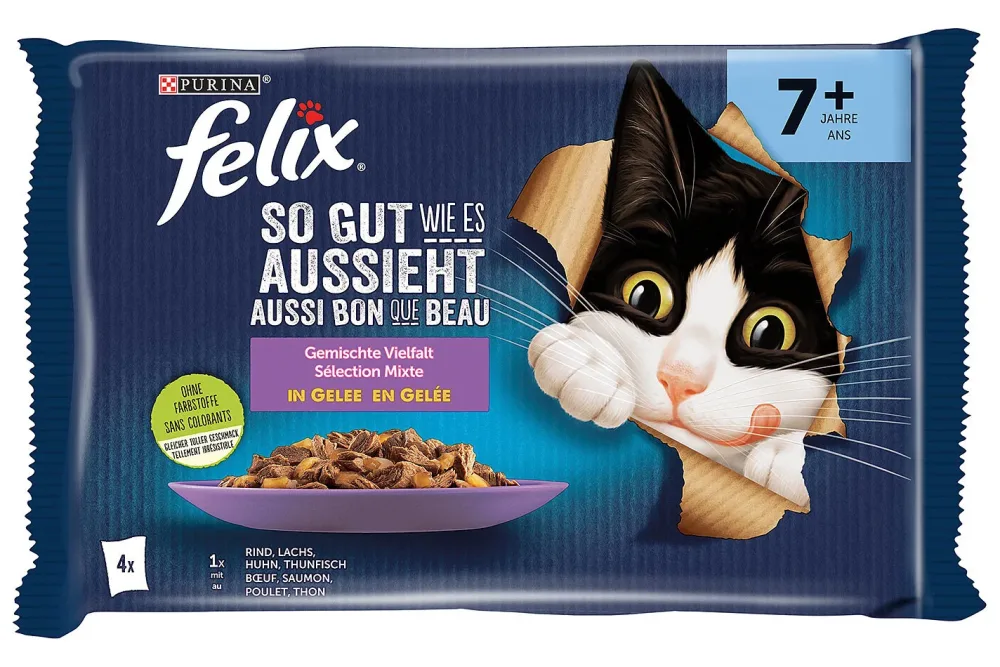 Felix So gut wie Senior Katzenfutter in Gelee assortiert 4x85g