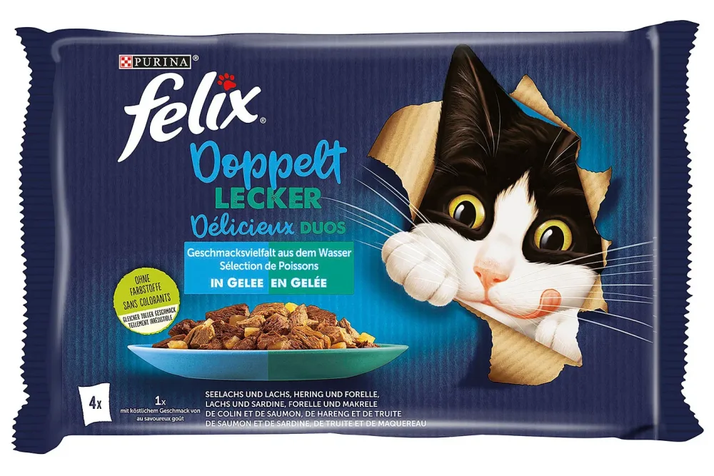 Felix Doppelt Lecker Katzenfutter in Gelee Fisch 4x85g