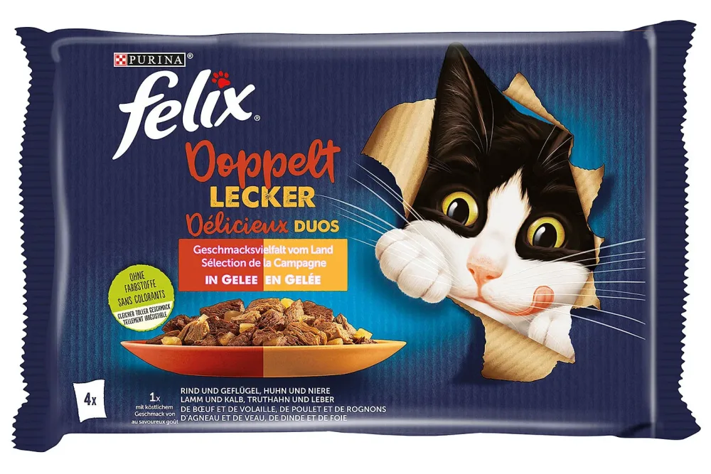 Felix Doppelt Lecker Katzenfutter in Gelee Fleisch 4x85g