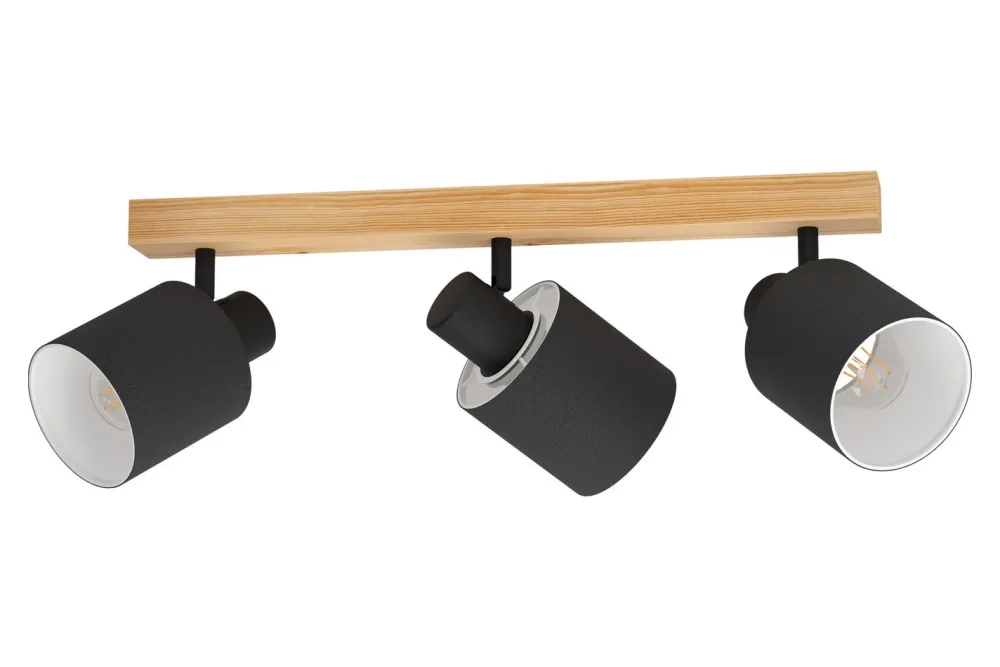 Eglo Holzdeckenlampe Batallas 3 Spots in Weiss-Schwarz-Braun | 28 W