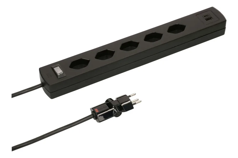 Max Hauri 162220 Steckdosenleiste mit Schalter Schwarz CH-Stecker 1 St.