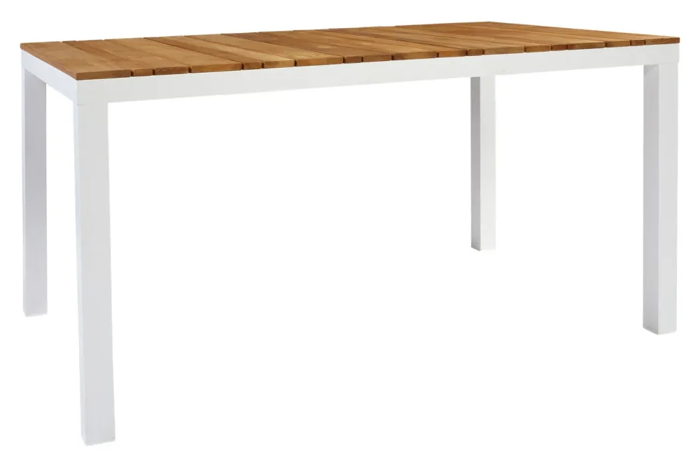 Home and More Tisch Santorini Teak Weiss | 152 × 90 × 75 cm