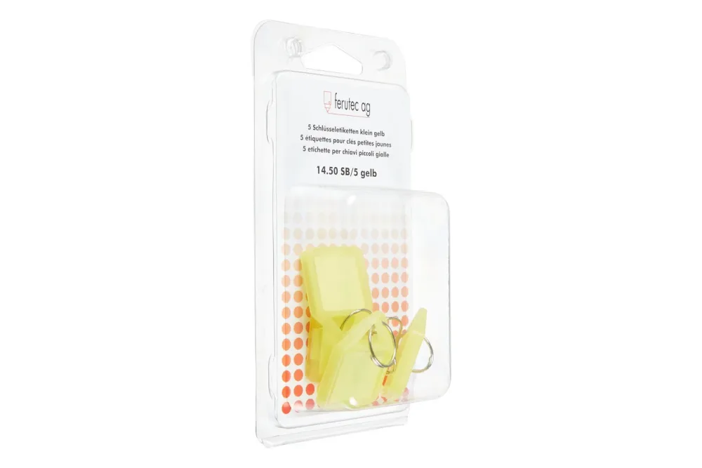 Klapp-Schlüssel-Etiketten Gelb | 40 × 6 mm | 30 Stück