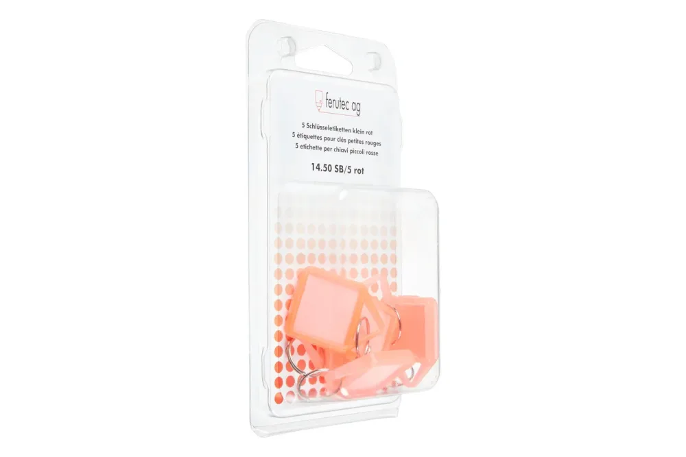 Klapp-Schlüssel-Etiketten Rot | 40 × 6 mm | 4 Stück