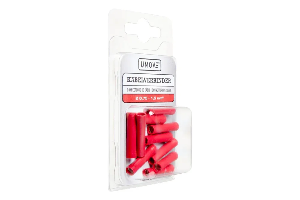 Umove Presskabelverbinder rot | Kabel-Ø 0.75 - 1,5 mm² | isoliert | 10 Stück