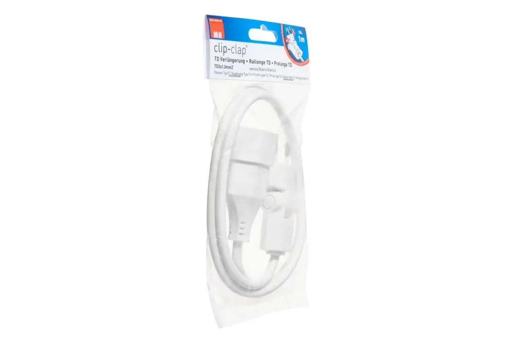 Max Hauri 129050 Strom Verlängerungskabel Weiß 1.00 m H05VV-F 3G 1,0 mm²