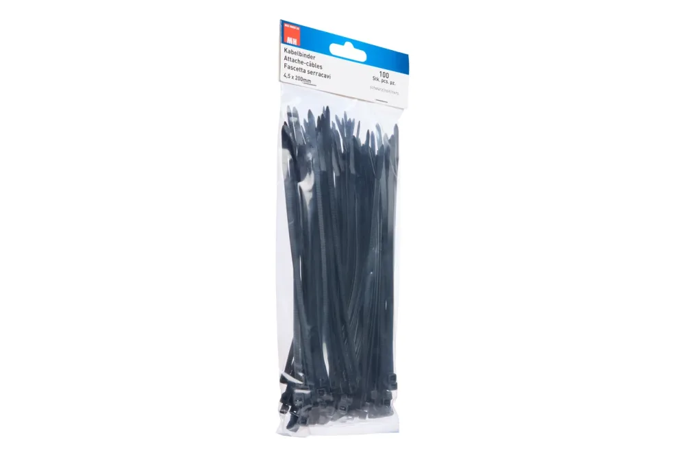 Max Hauri 111630 Kabelbinder 200 mm 4.5 mm Schwarz 100 St.