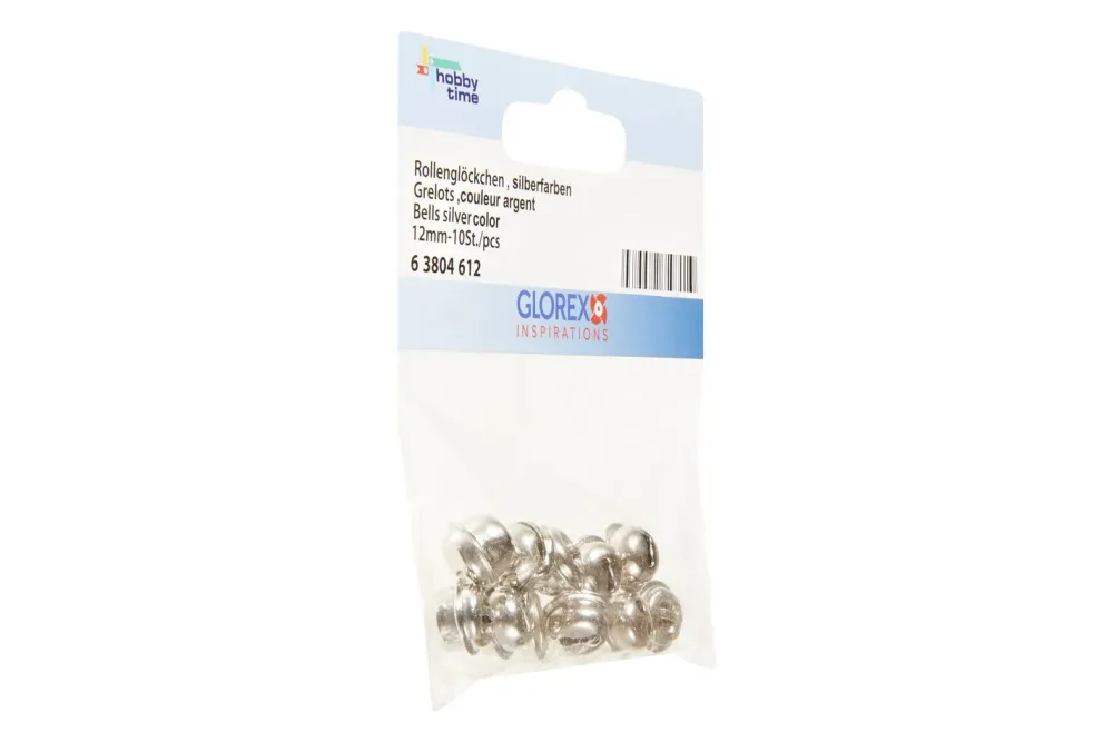 Glorex Glöckchen Silber | 12 mm | 10 Stück