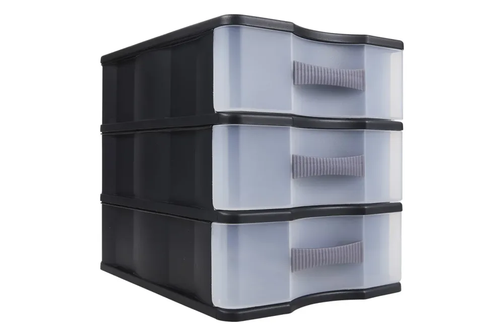 Rotho Schubladenbox Schwarz | A5 | 23 × 20 × 26 cm