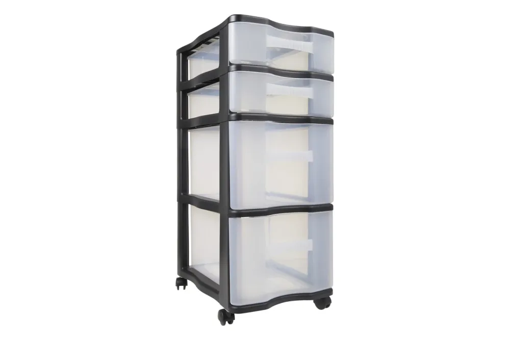 Rotho Schubladenturm Quadrix Schwarz | 70 × 29 × 40 cm