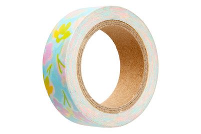 Washi-Tape mit Blumen Hellblau