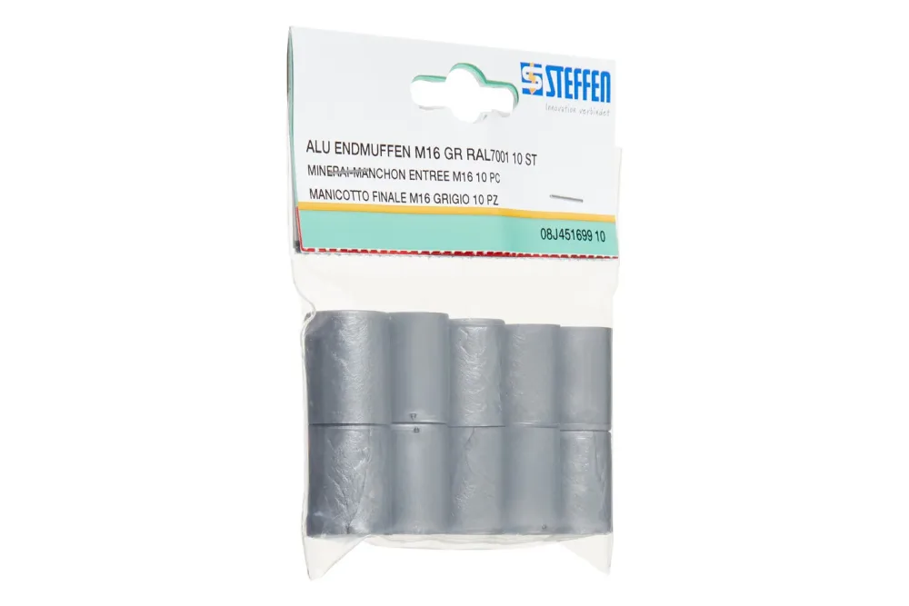 Endmuffen RAL 7001 im Aluminium Design | ⌀ 16 mm | 10 Stück