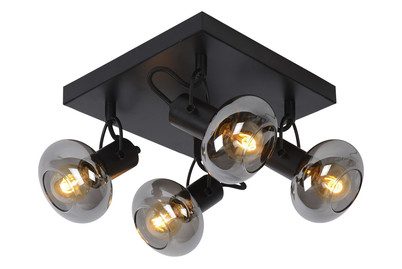 Deckenstrahler Madee, schwarz/rauch, vierflammig