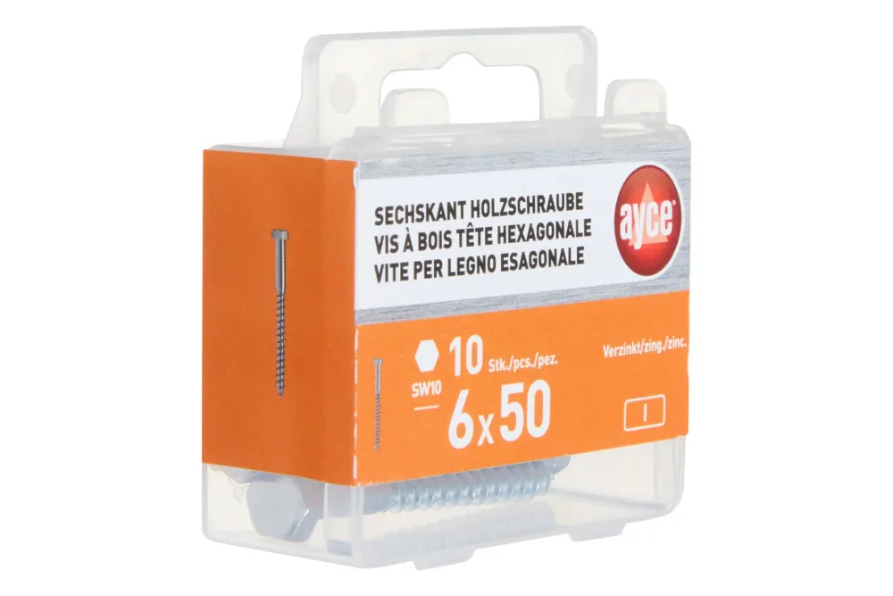 Ayce Sechskant-Holzschraube Verzinkt | 6 mm × 50 mm