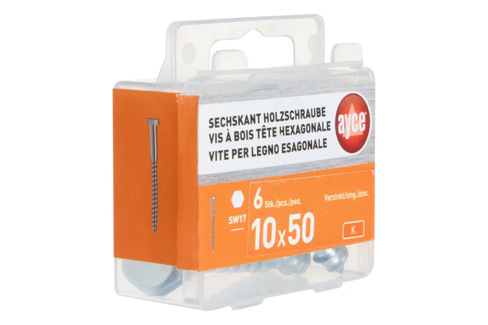 Ayce Sechskant-Holzschraube Verzinkt | M10 × 50 mm