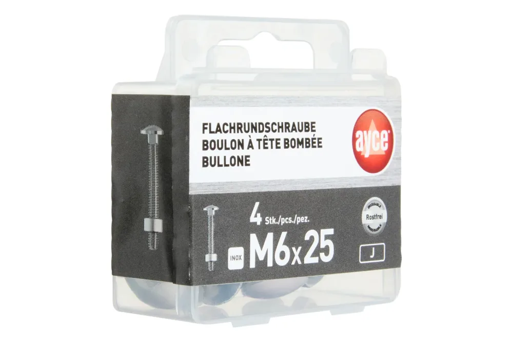 Flachrund-Schraube Rostfrei | M6 × 25 mm | 4 Stück