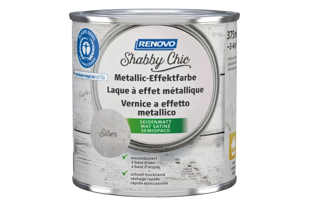 Renovo Metallic-Effektfarbe Shabby Chic Silber | 375 ml
