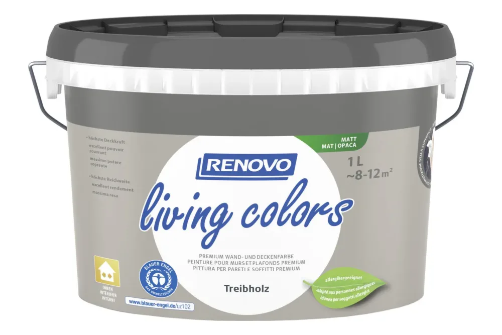 Renovo Living Colors Wand- und Deckenfarbe Treibholz | 1 l