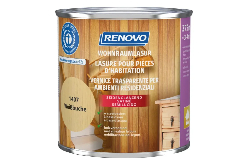 Renovo Wohnraumlasur | Weissbuche | 0.375 l | Seidenglanz