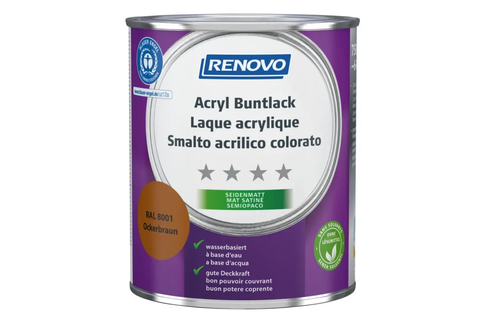 Renovo Acryl-Buntlack RA l 8001 Ockerbraun Seidenmatt | 750 ml