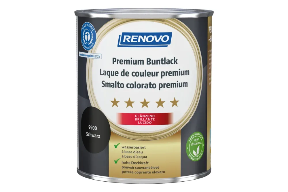Renovo Premium Buntlack Schwarz Glänzend | 750 ml