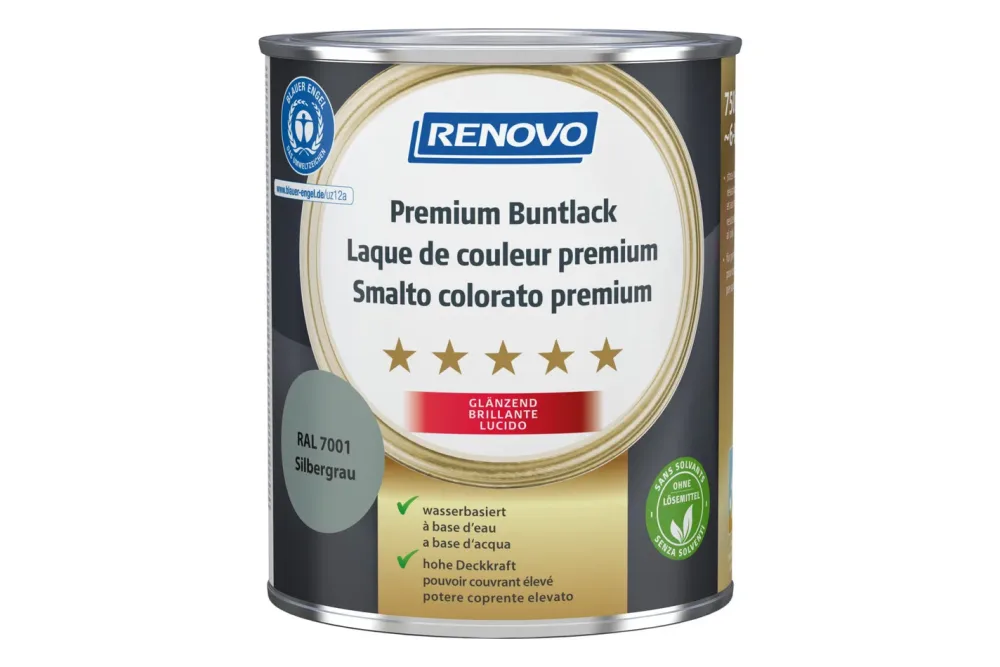 Renovo Premium Buntlack Silbergrau RA l 7001 | 750 ml