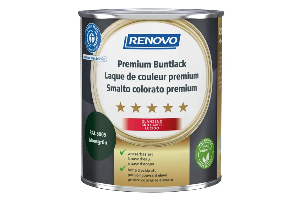 Renovo Premium Buntlack Moosgrün RA l 6005 Glänzend | 750 ml
