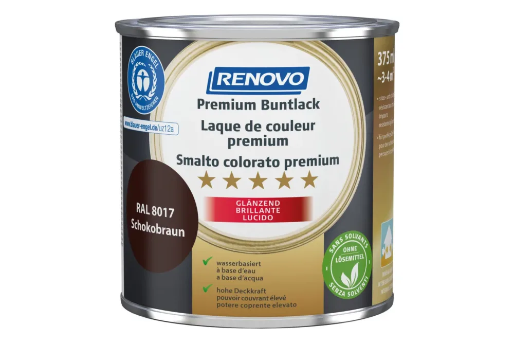 Renovo Premium Buntlack Schokobraun RA l 8017 Glänzend | 375 ml