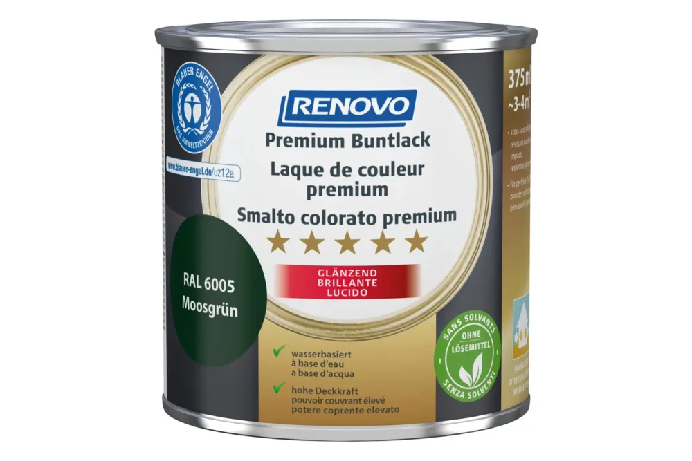 Renovo Premium Buntlack Moosgrün RA l 6005 Glänzend | 375 ml
