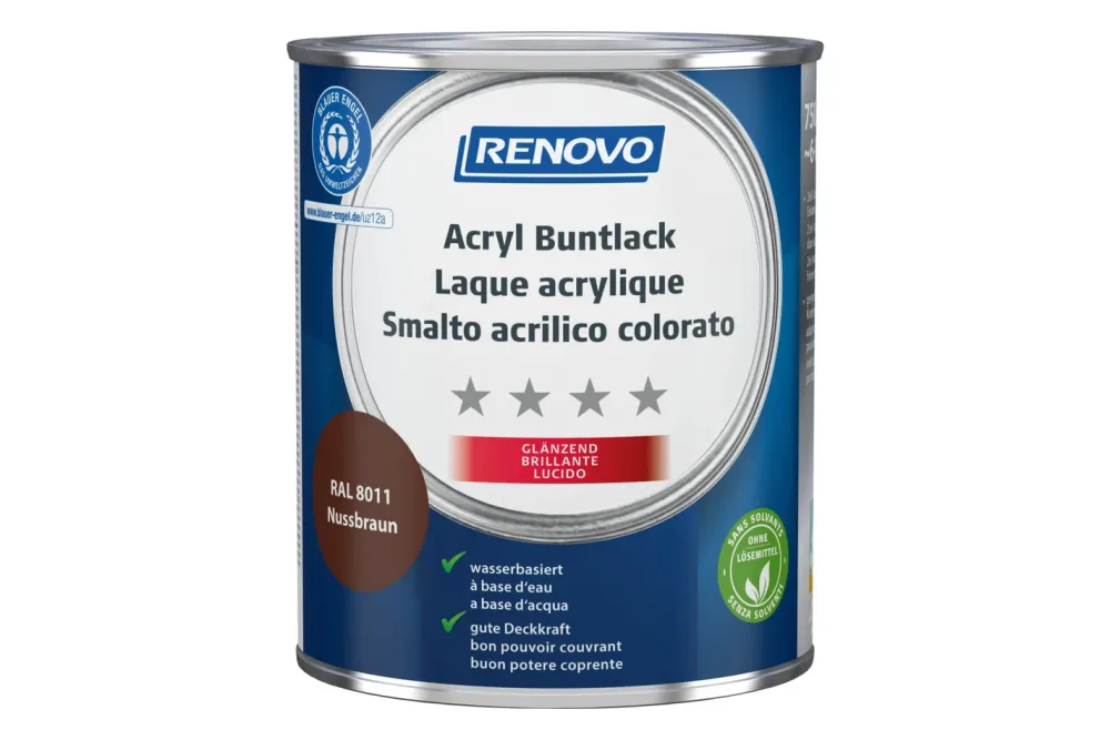 Renovo Acryl Buntlack RA l 8011 Nussbraun Glänzend | 750 ml