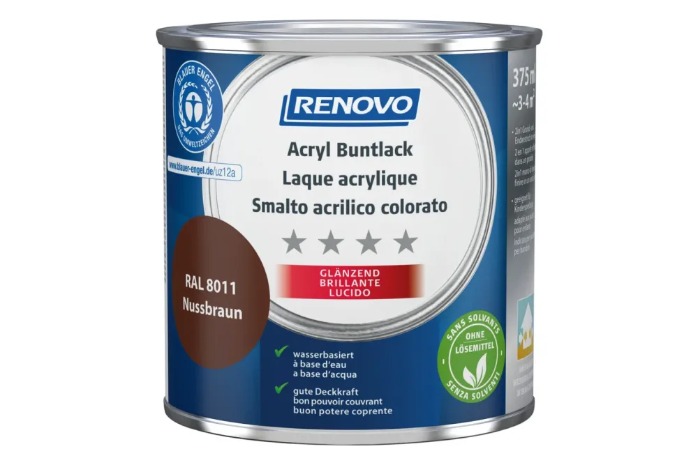 Renovo Acryl-Buntlack Nussbraun RA l 8011 Glänzend | 375 ml