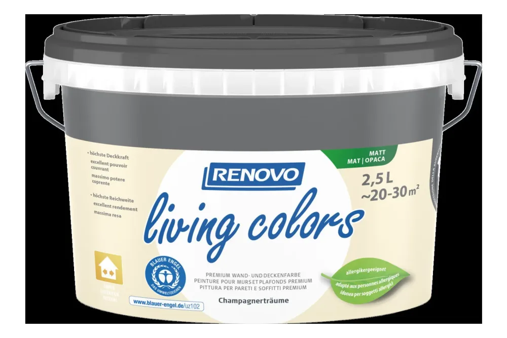 Renovo Living Colors Wand- und Deckenfarbe Champagnerträume | 2.5 l