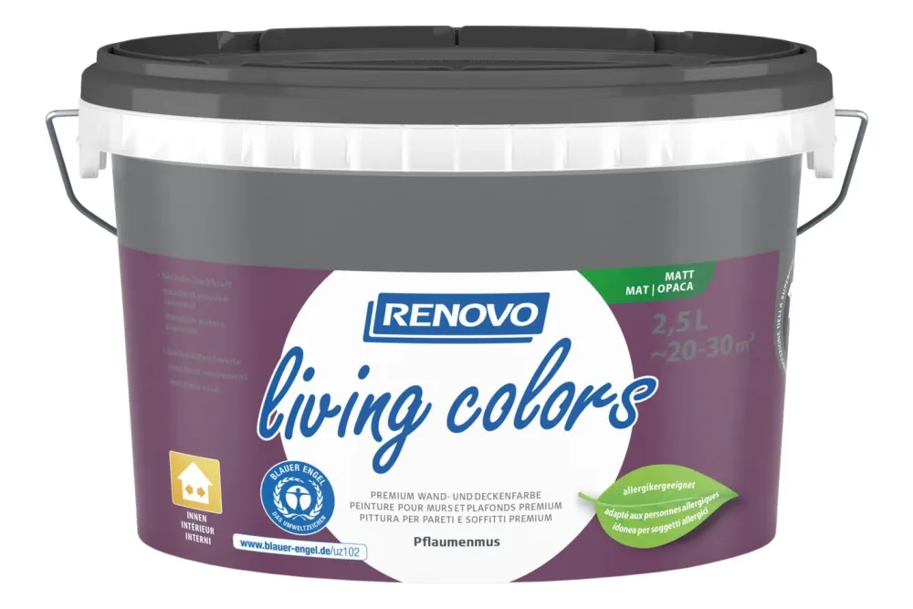Renovo Living Colors Wand- und Deckenfarbe Pflaumenmus | 2.5 l