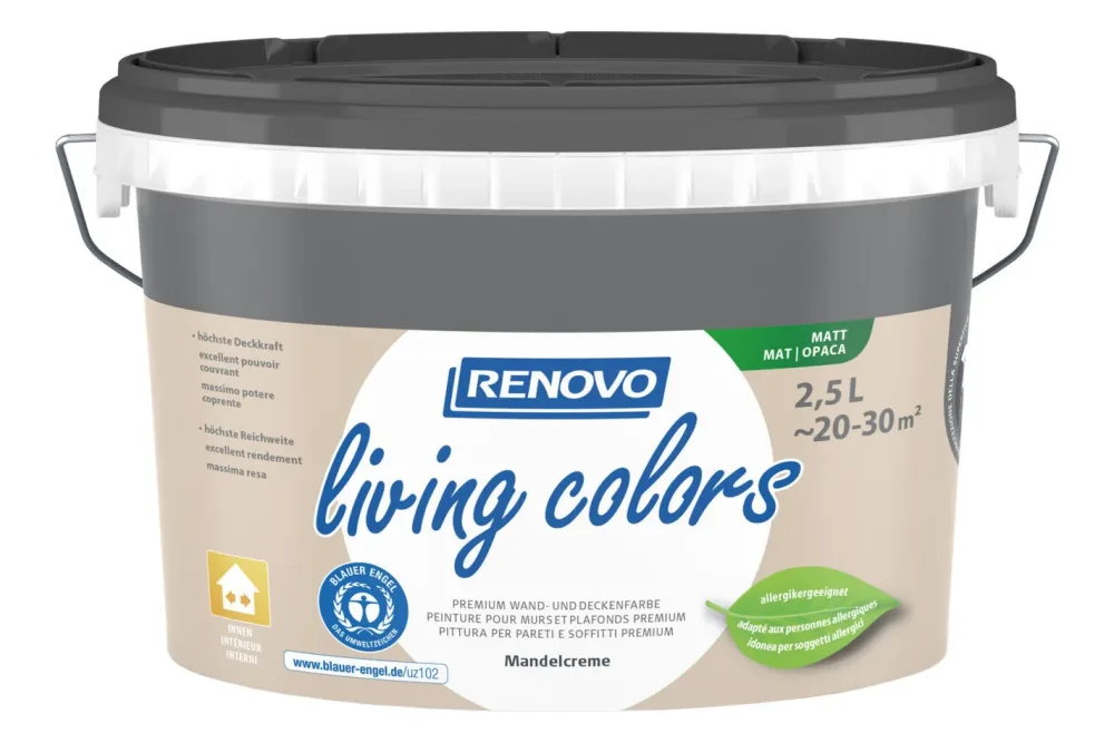 Renovo Living Colors Wand- und Deckenfarbe Mandelcreme | 2.5 l