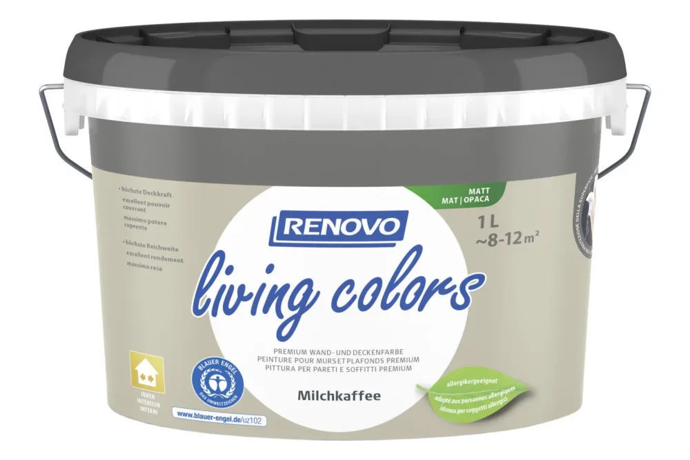 Renovo Living Colors Wand- und Deckenfarbe Milchkaffee | 1 l