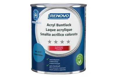 Renovo Acryl Buntlack Himmelblau RAL 5015 Glänzend | 0.8 l