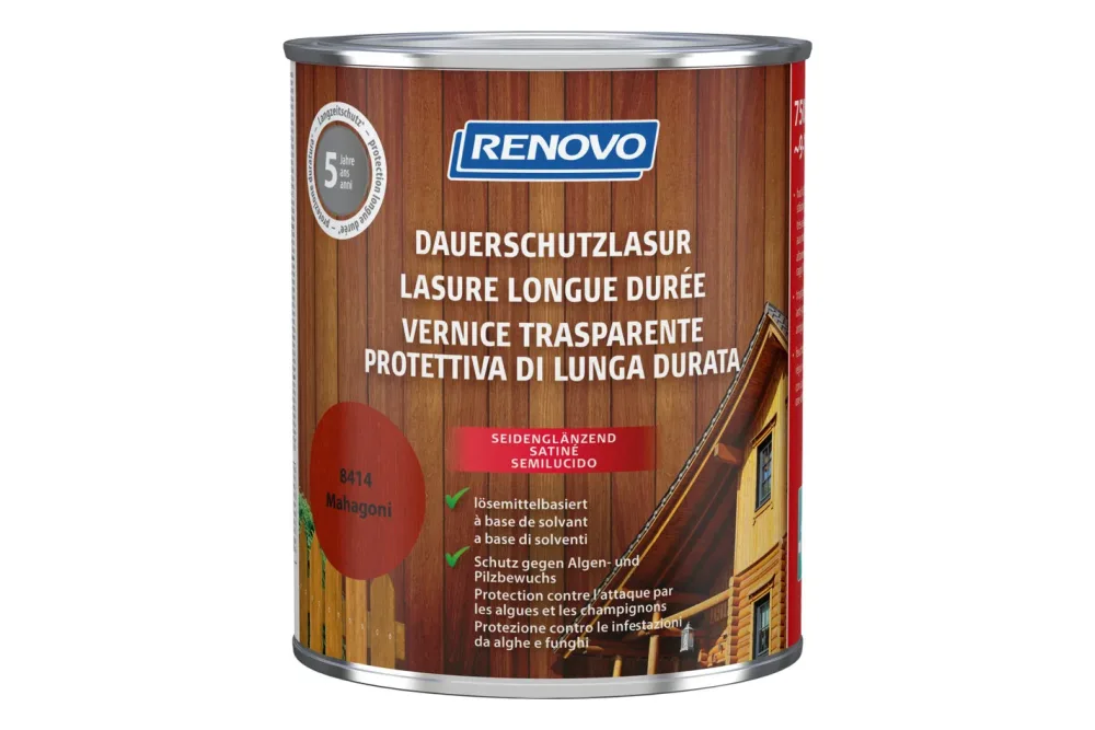 Renovo Dauerschutzlasur | Mahagoni | 0.75 l | Seidenglanz