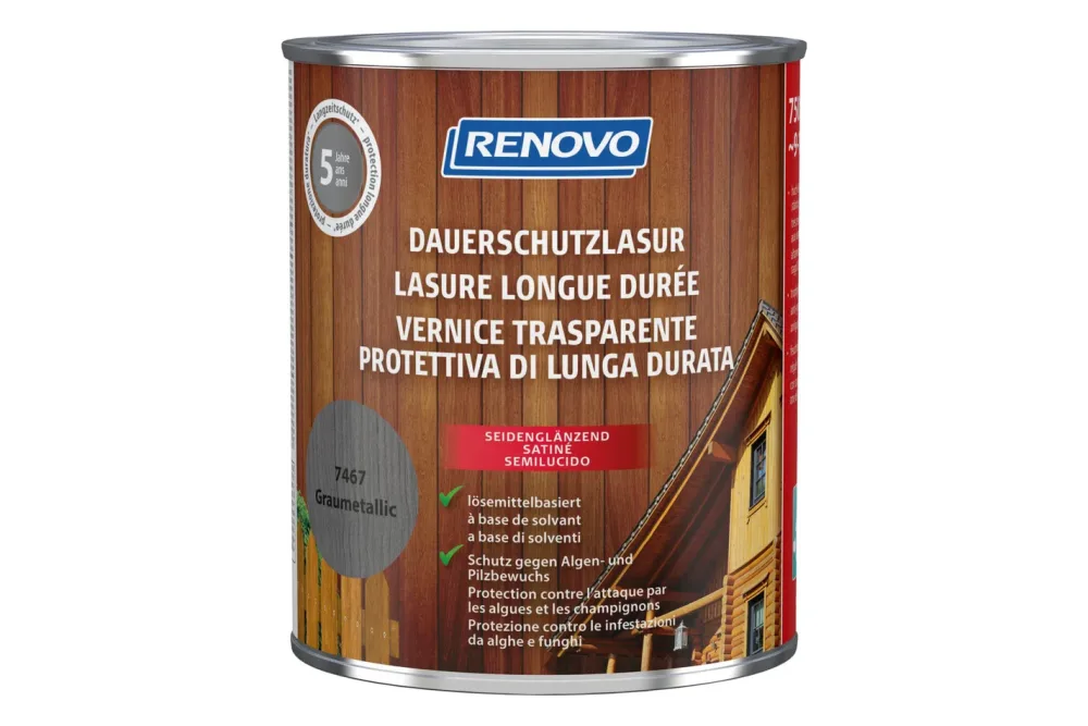 Renovo Dauerschutzlasur | Graumetallic | 0.75 l | Seidenglanz