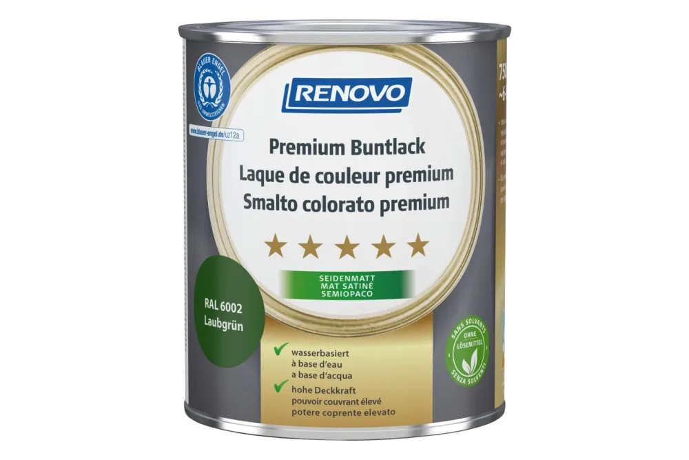 Renovo Premium Buntlack laubgrün RA l 6002 Seidenmatt | 750 ml