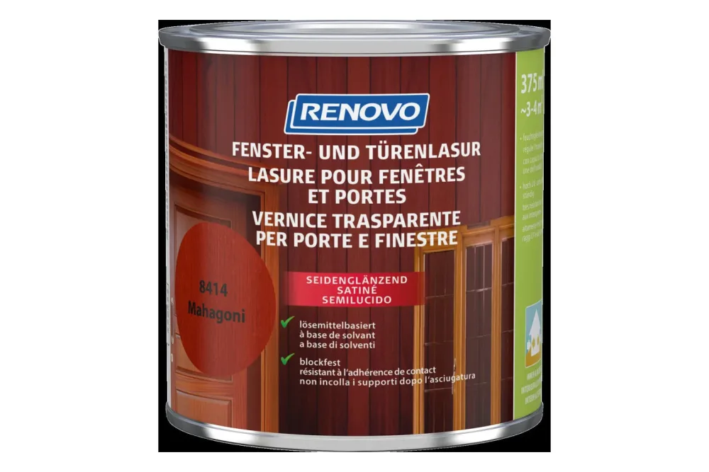 Renovo Fenster- und Türenlasur | Mahagoni | 0.375 l | Seidenglanz