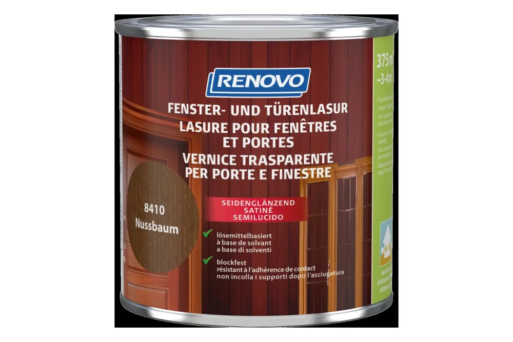 Renovo Fenster- und Türenlasur | Nussbaum | 0.375 l | Seidenglanz